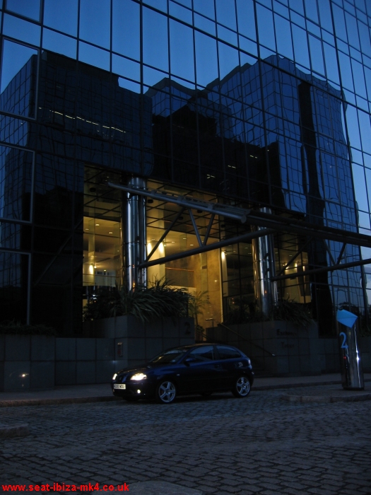 Andy's Seat Ibiza TDI Sport at night.